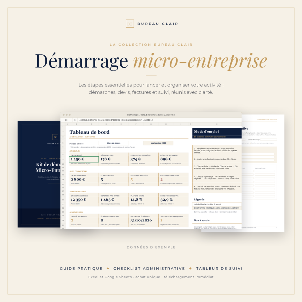 Pack Démarrage Micro-Entreprise numérique – Bureau Clair